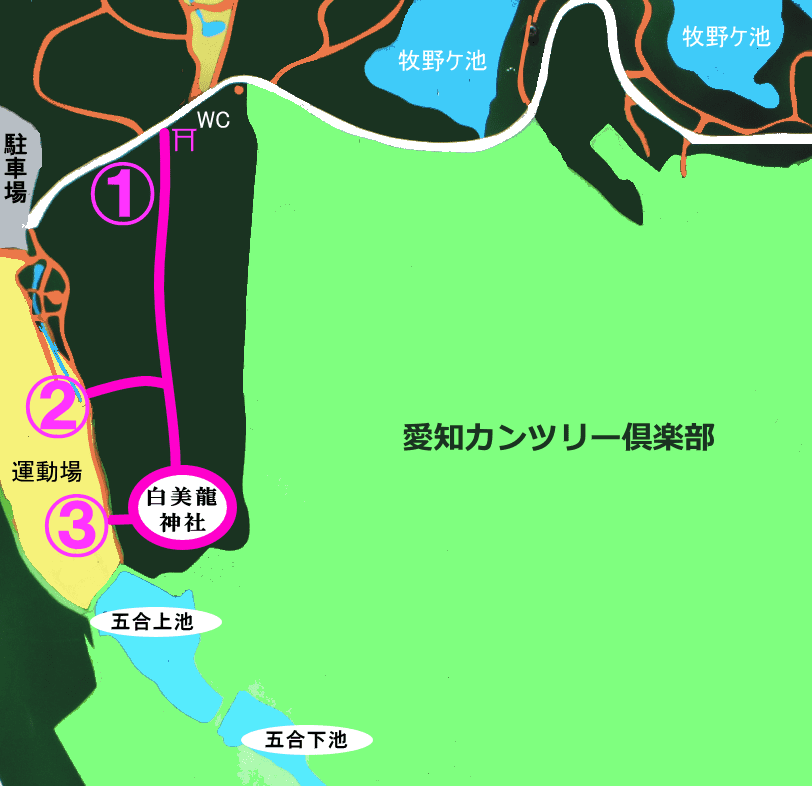 白美龍神社の地図（公園内）